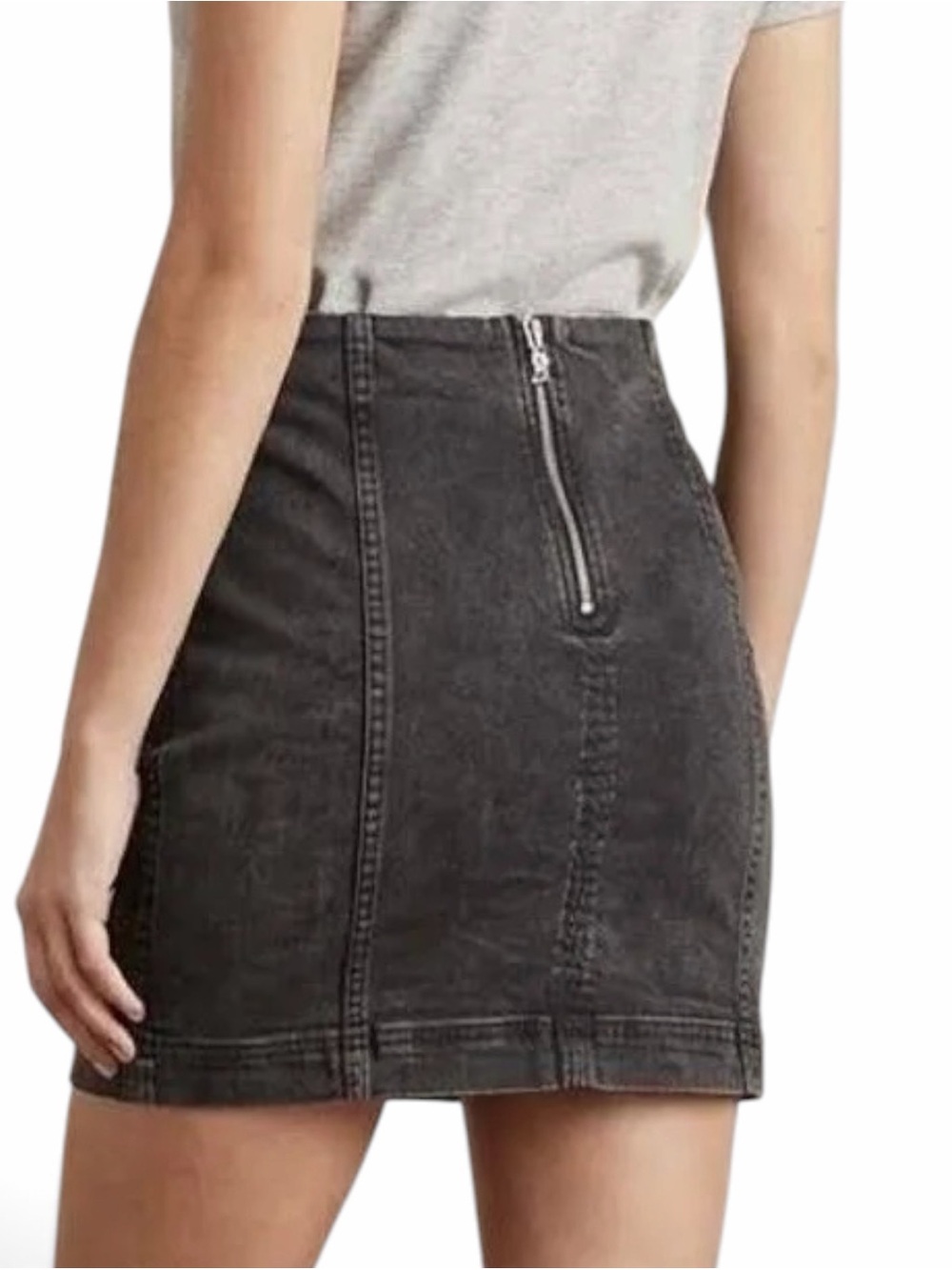 Free People Modern Femme Black Mineral Washed Skirt UO Size 8